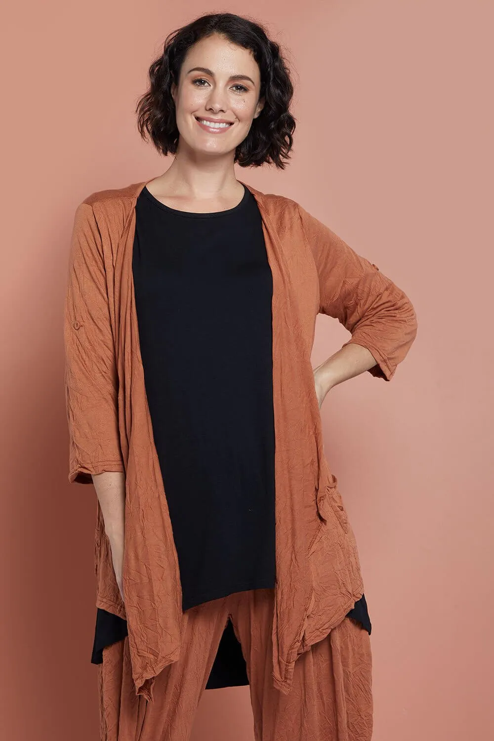 Teegan Crush Cardigan - Tobacco