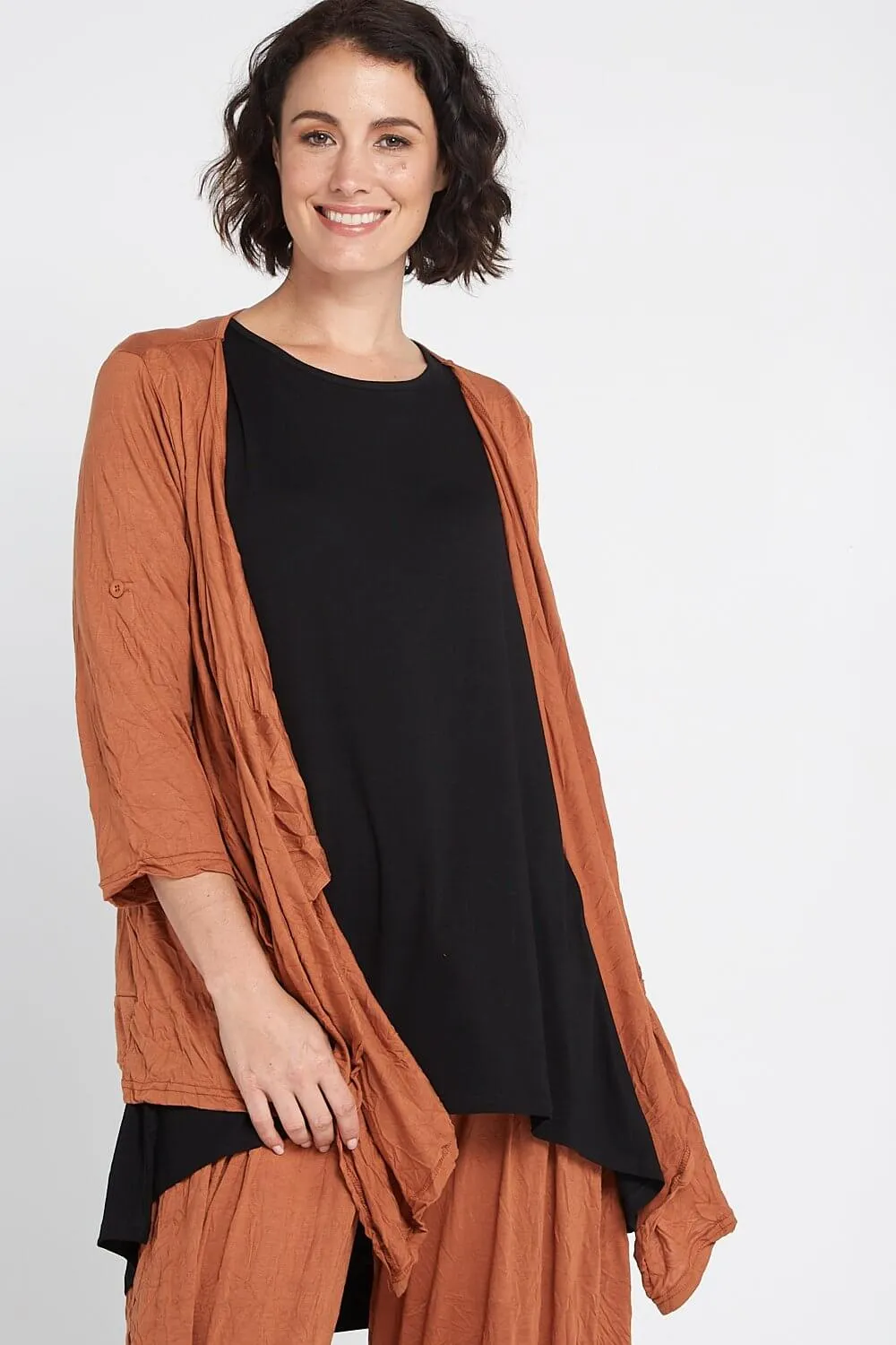 Teegan Crush Cardigan - Tobacco