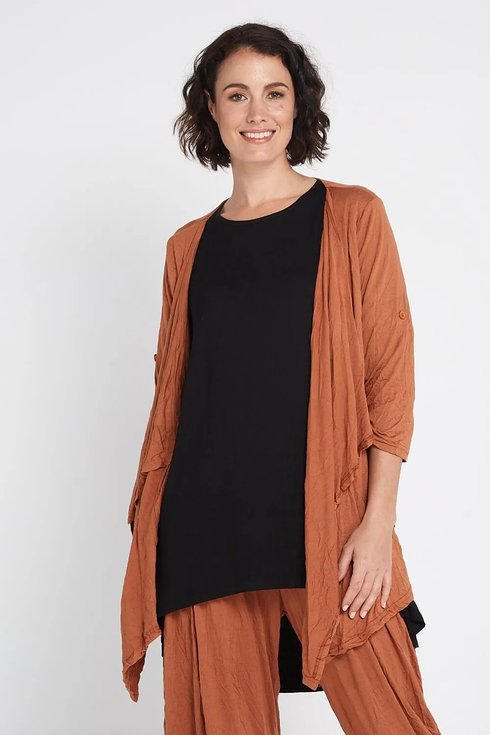 Teegan Crush Cardigan - Tobacco