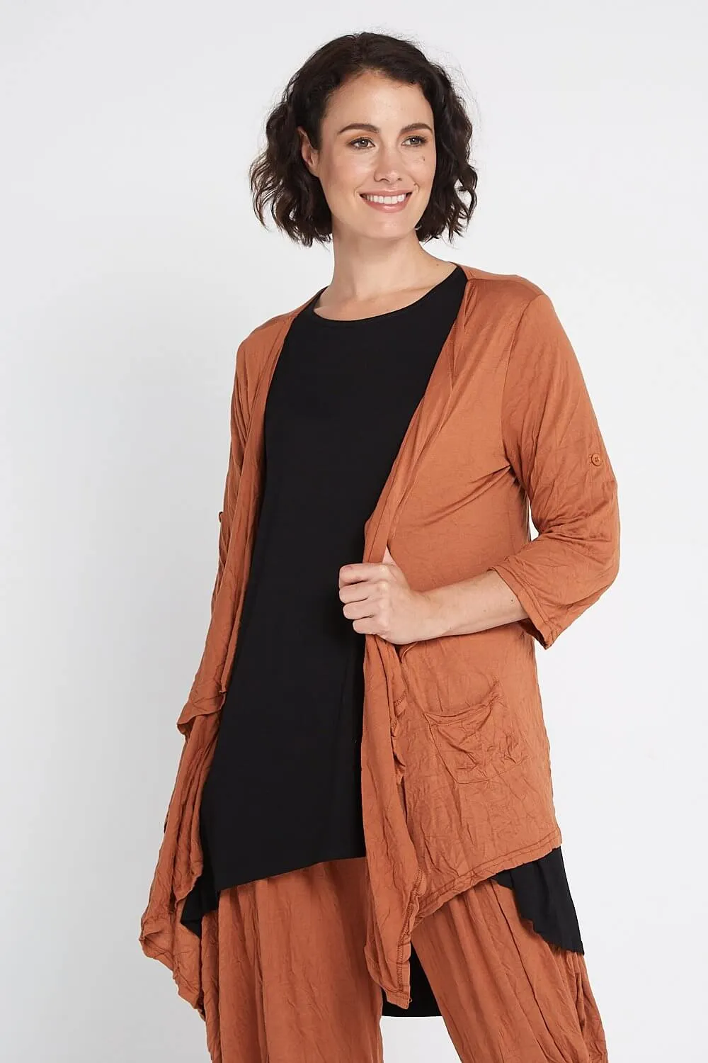 Teegan Crush Cardigan - Tobacco