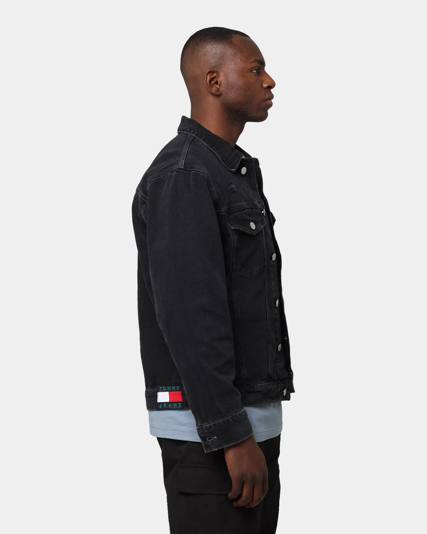 Tommy Jeans Oversizes Denim Trucker Jacket Save Sp Bk Bk Rgd Destr