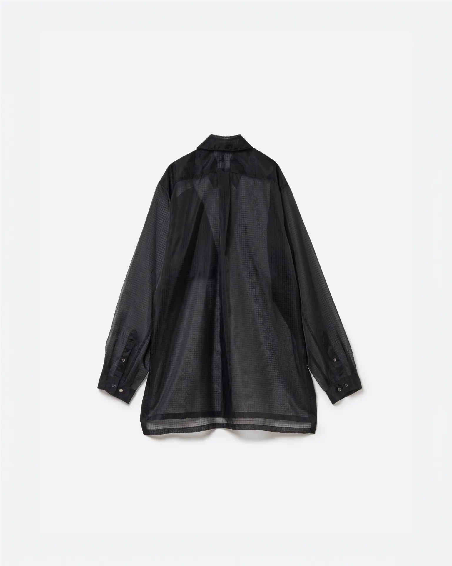 TRANSPARENT RIP-STOP SEAM POCKET SHIRT .11【BLACK】