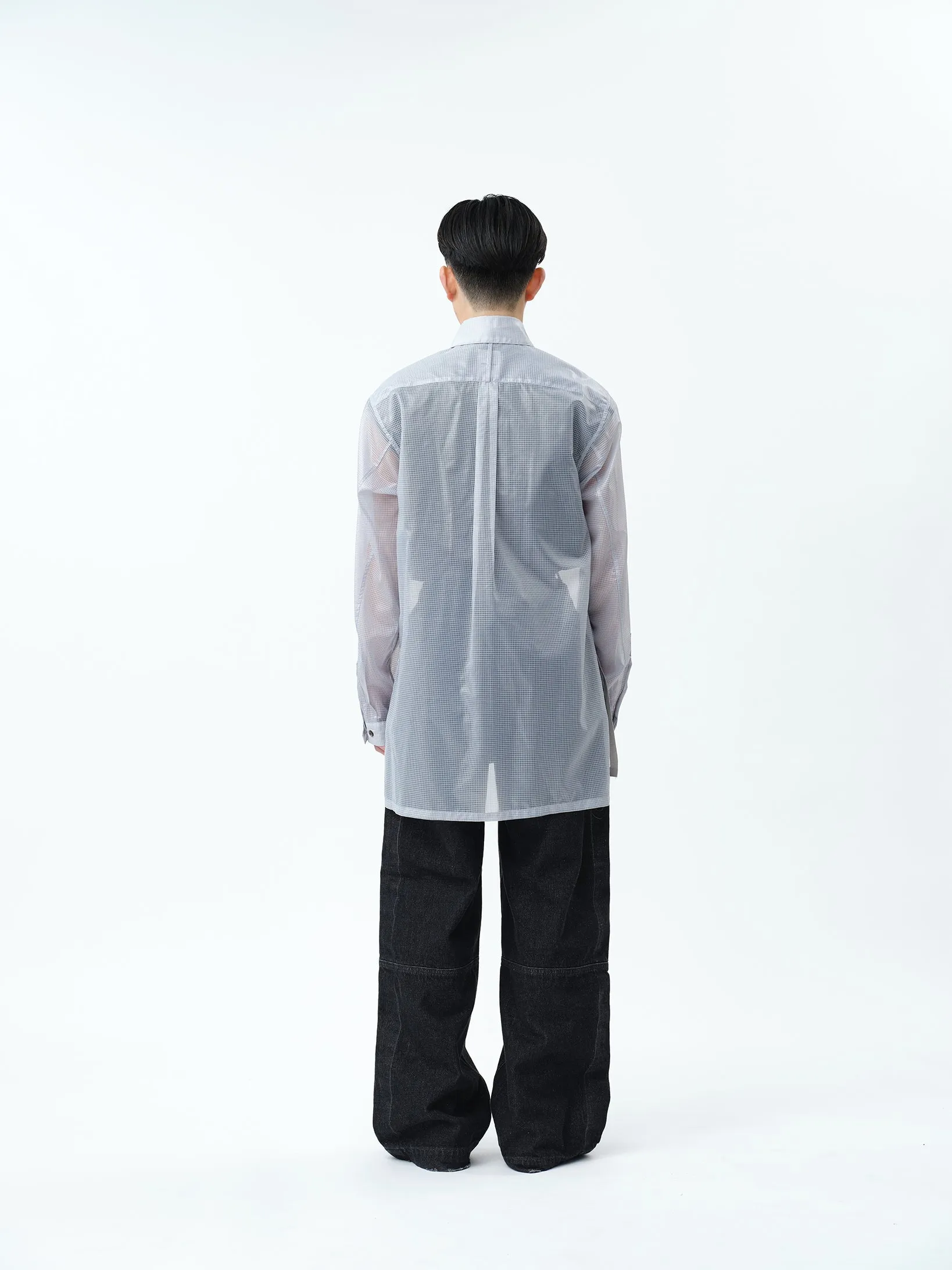 TRANSPARENT RIP-STOP SEAM POCKET SHIRT .11【L.GREY】