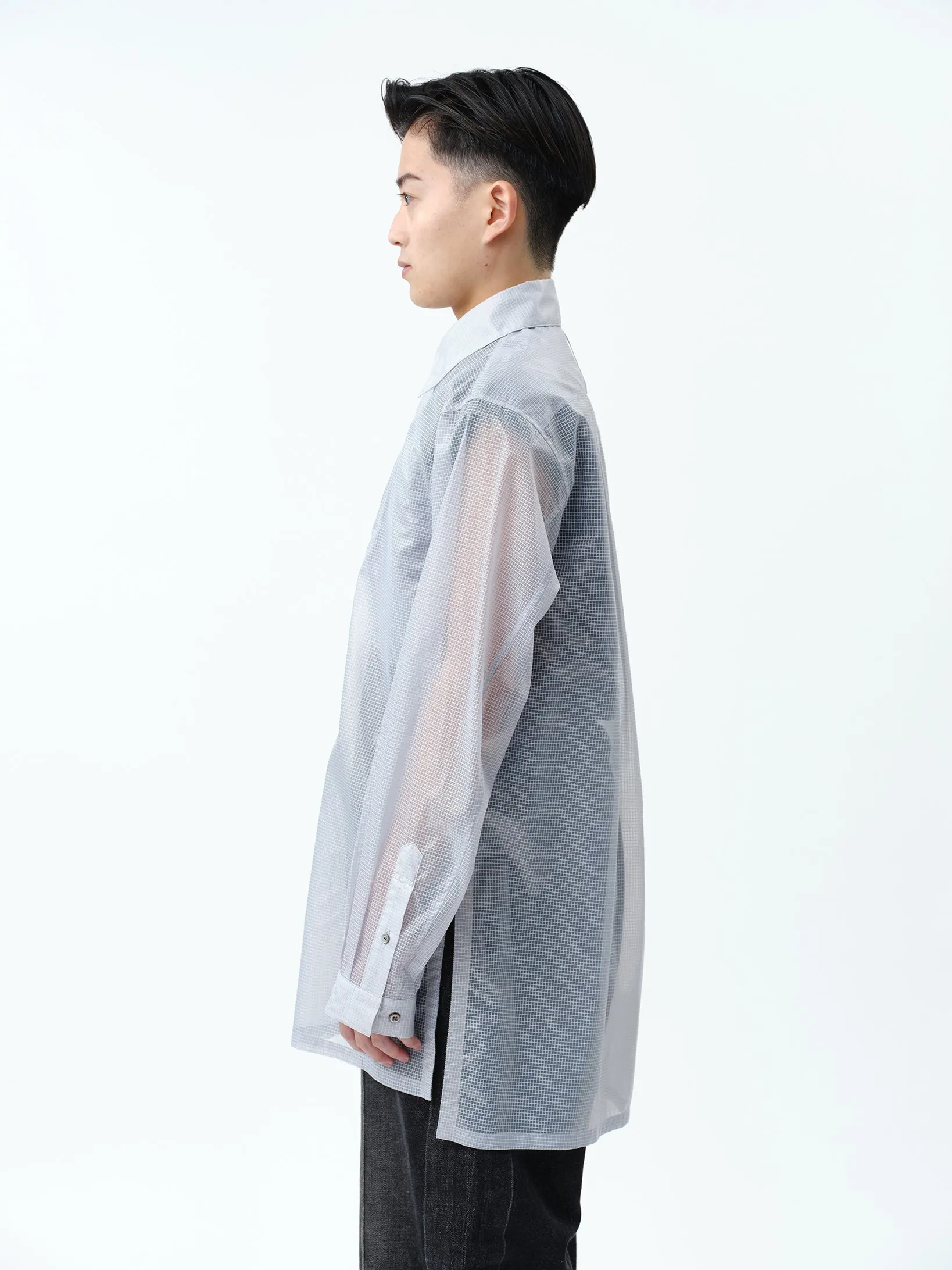 TRANSPARENT RIP-STOP SEAM POCKET SHIRT .11【L.GREY】