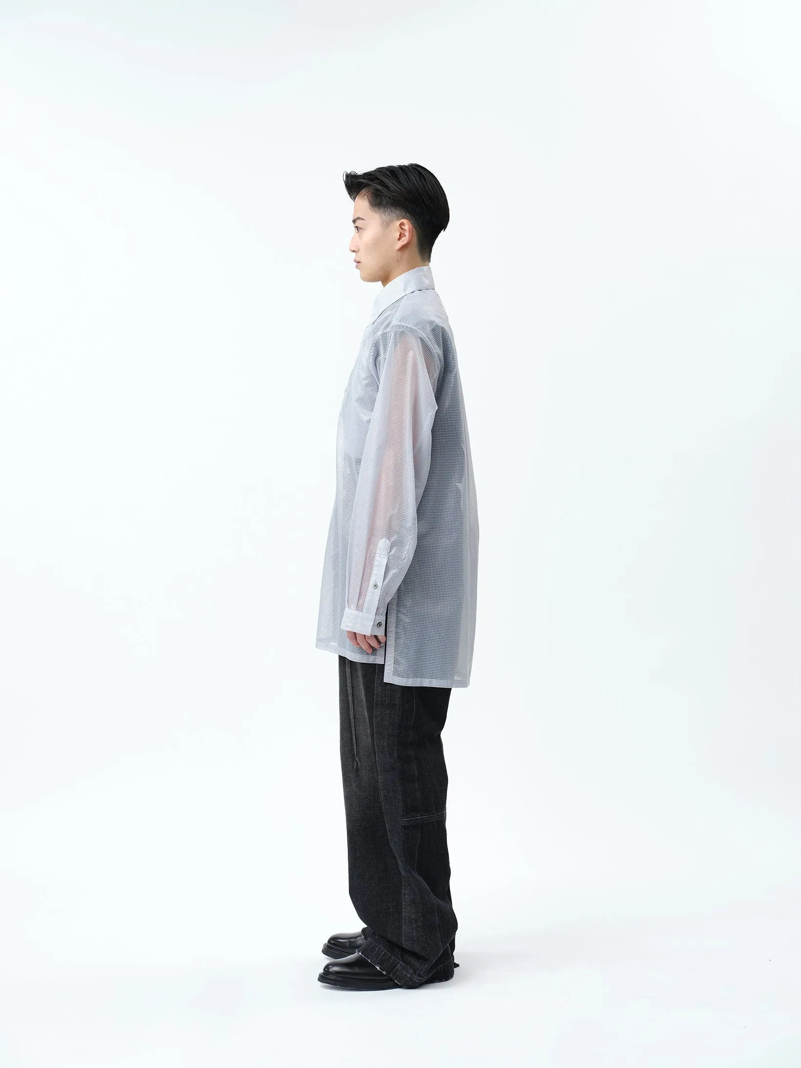 TRANSPARENT RIP-STOP SEAM POCKET SHIRT .11【L.GREY】