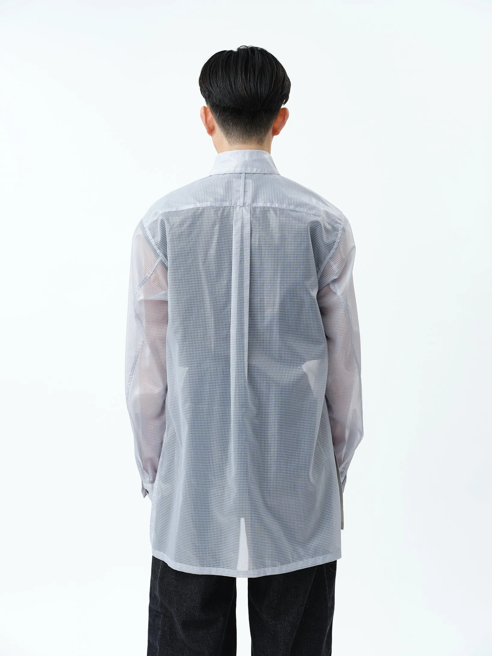 TRANSPARENT RIP-STOP SEAM POCKET SHIRT .11【L.GREY】