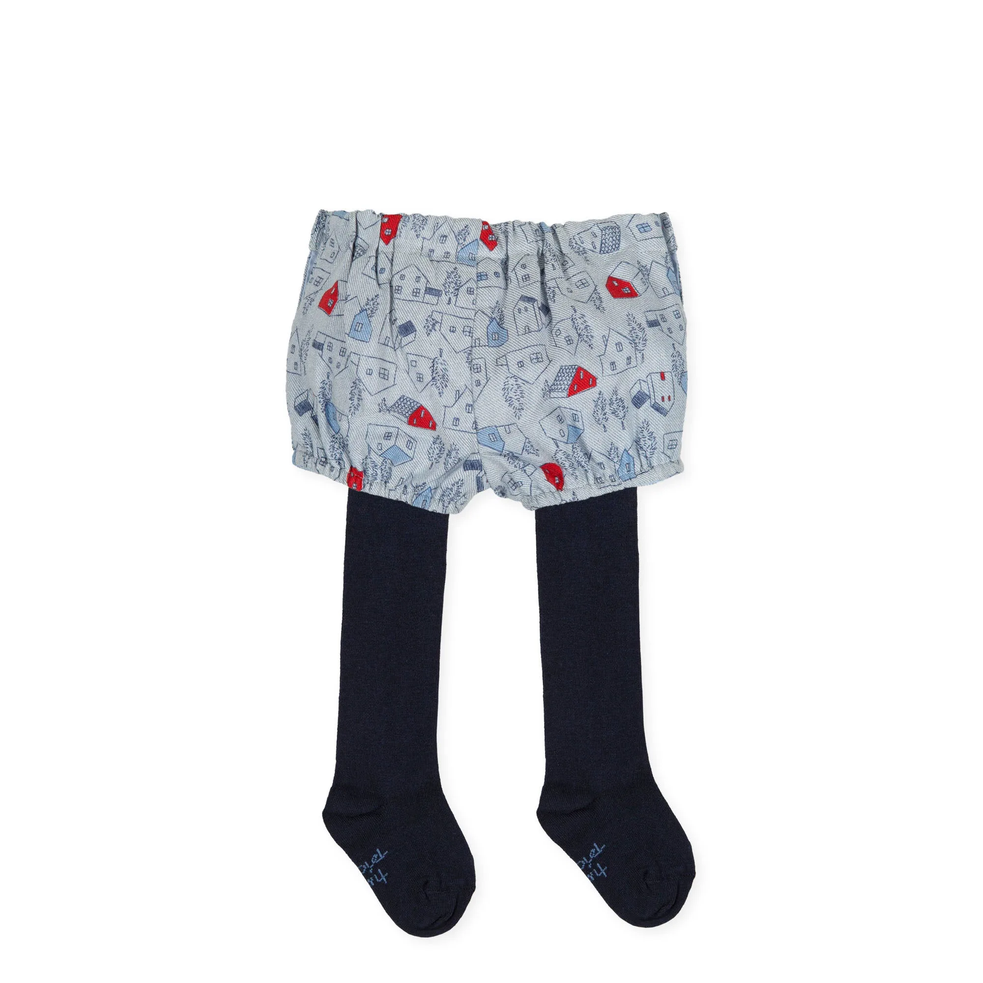 Tutto Piccolo 9711 Bombachito Viyela Con Leotardos Shorts With Tights - Indigo