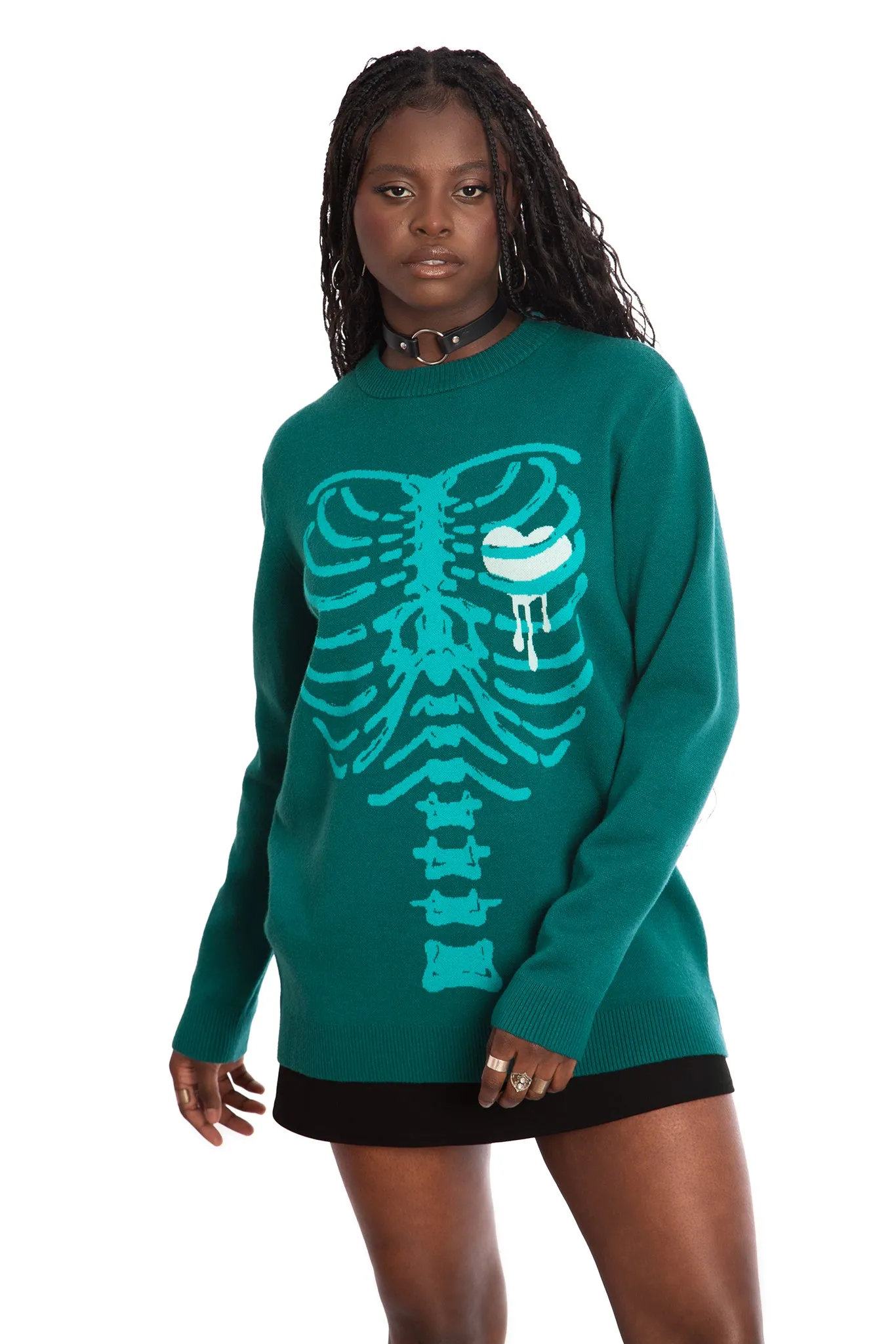 Under My Skin Green Crew Knit Sweater