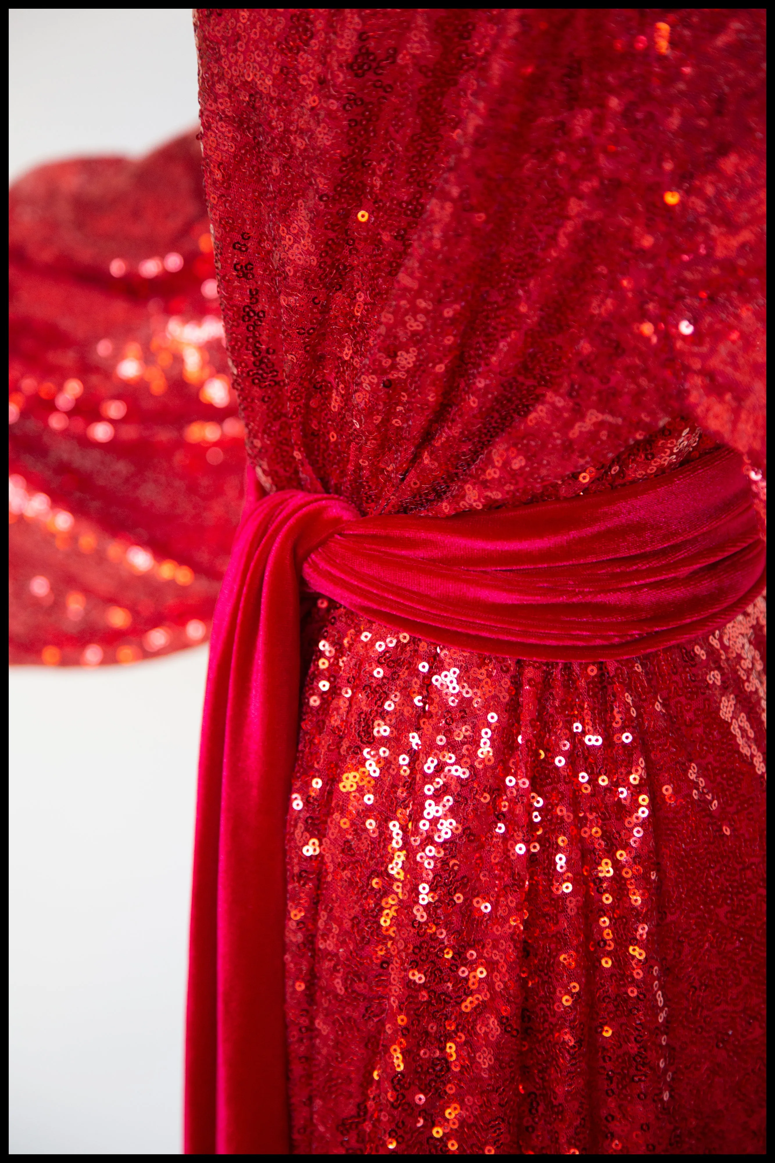 Vamp - Red Sequin Bishop Sleeve Gown