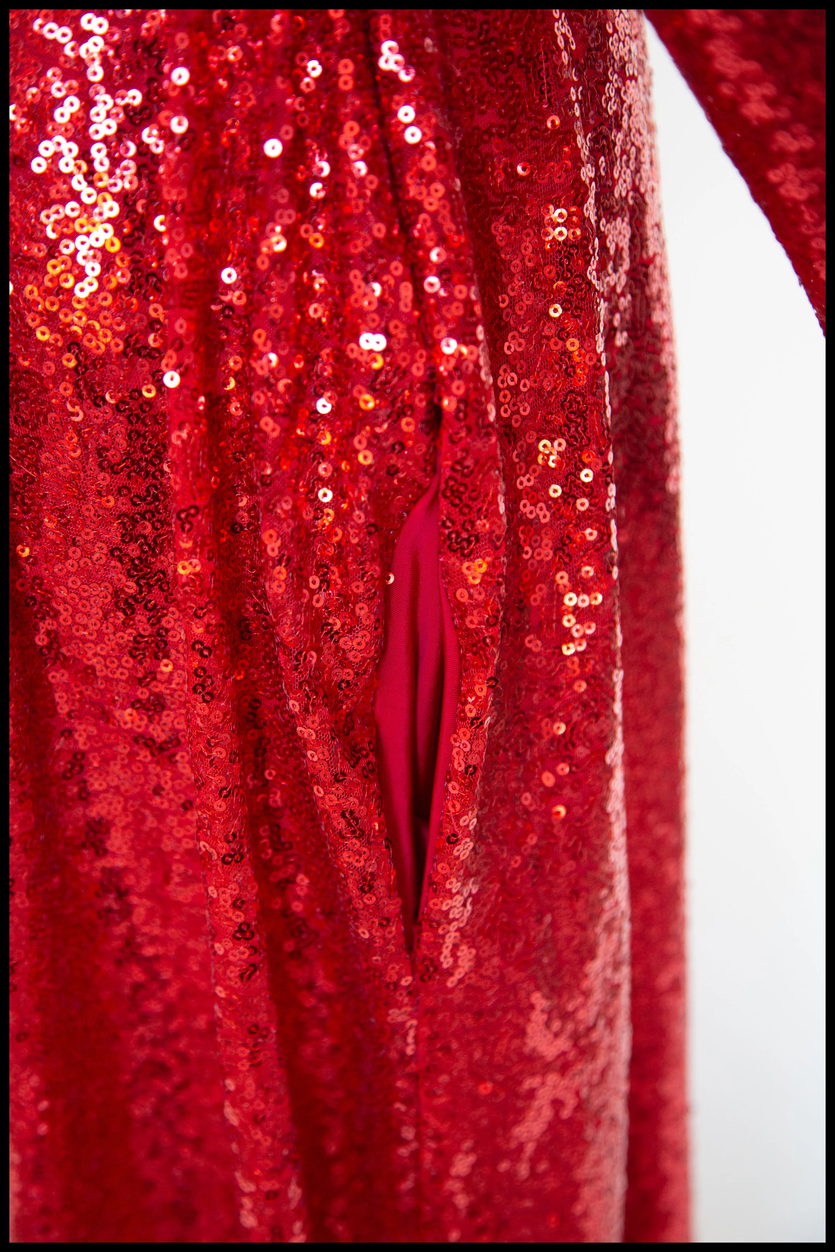 Vamp - Red Sequin Bishop Sleeve Gown