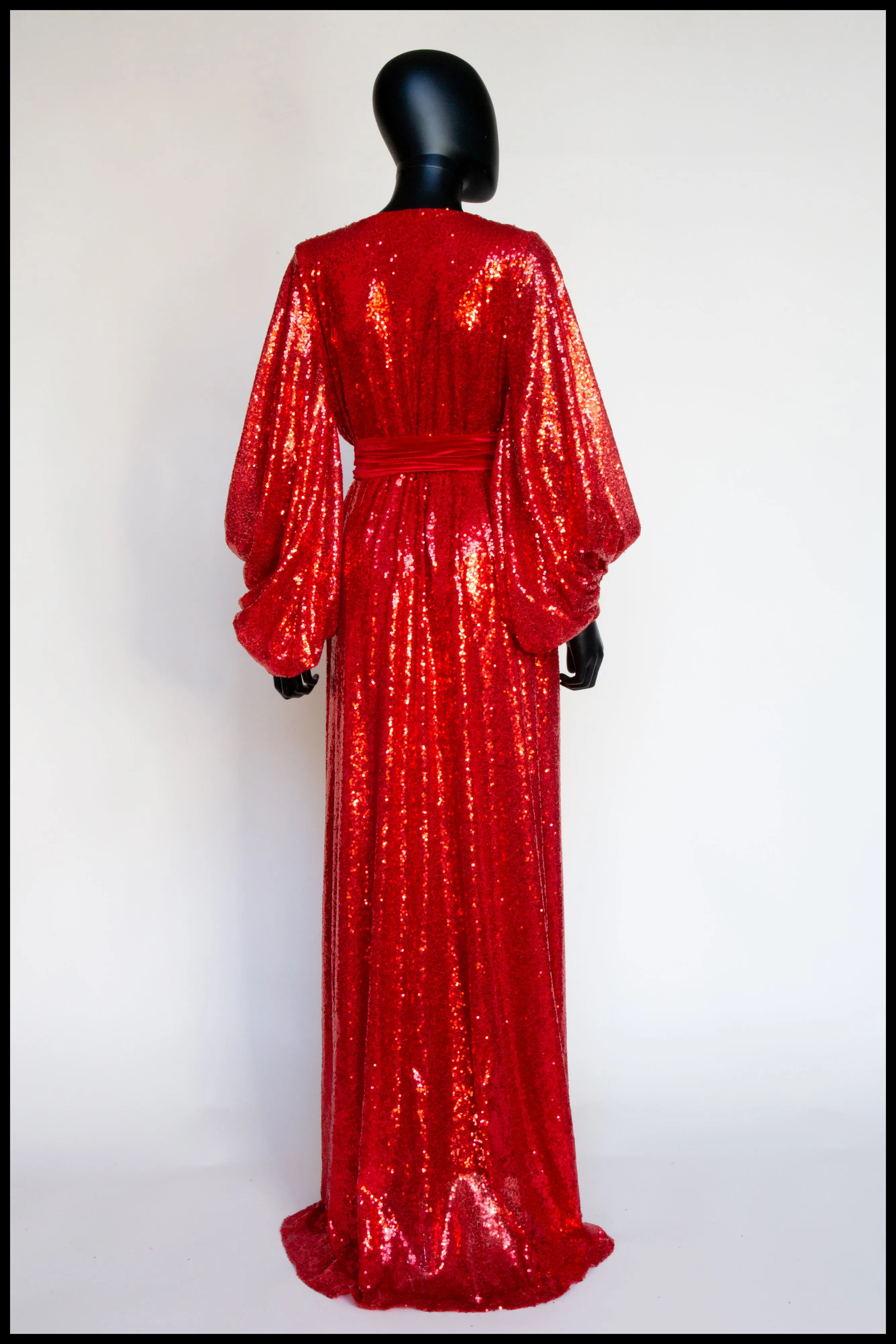 Vamp - Red Sequin Bishop Sleeve Gown