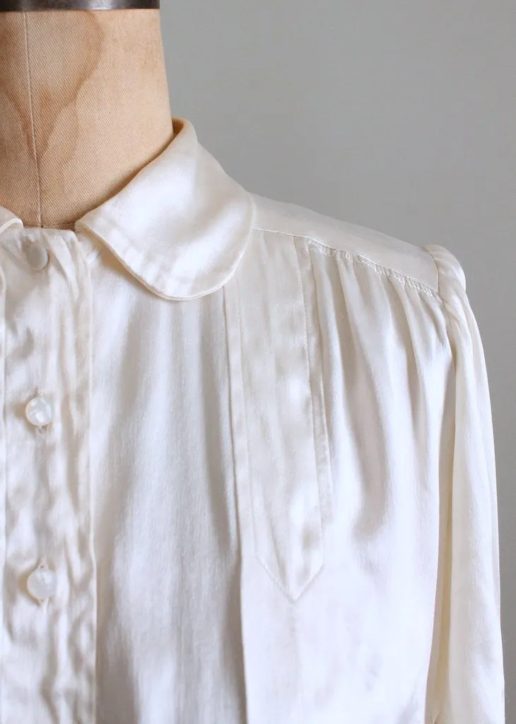 Vintage 1930s Ivory Silk Satin Blouse