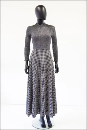 Vintage 1970s Silver Lurex Knit Maxi Dress