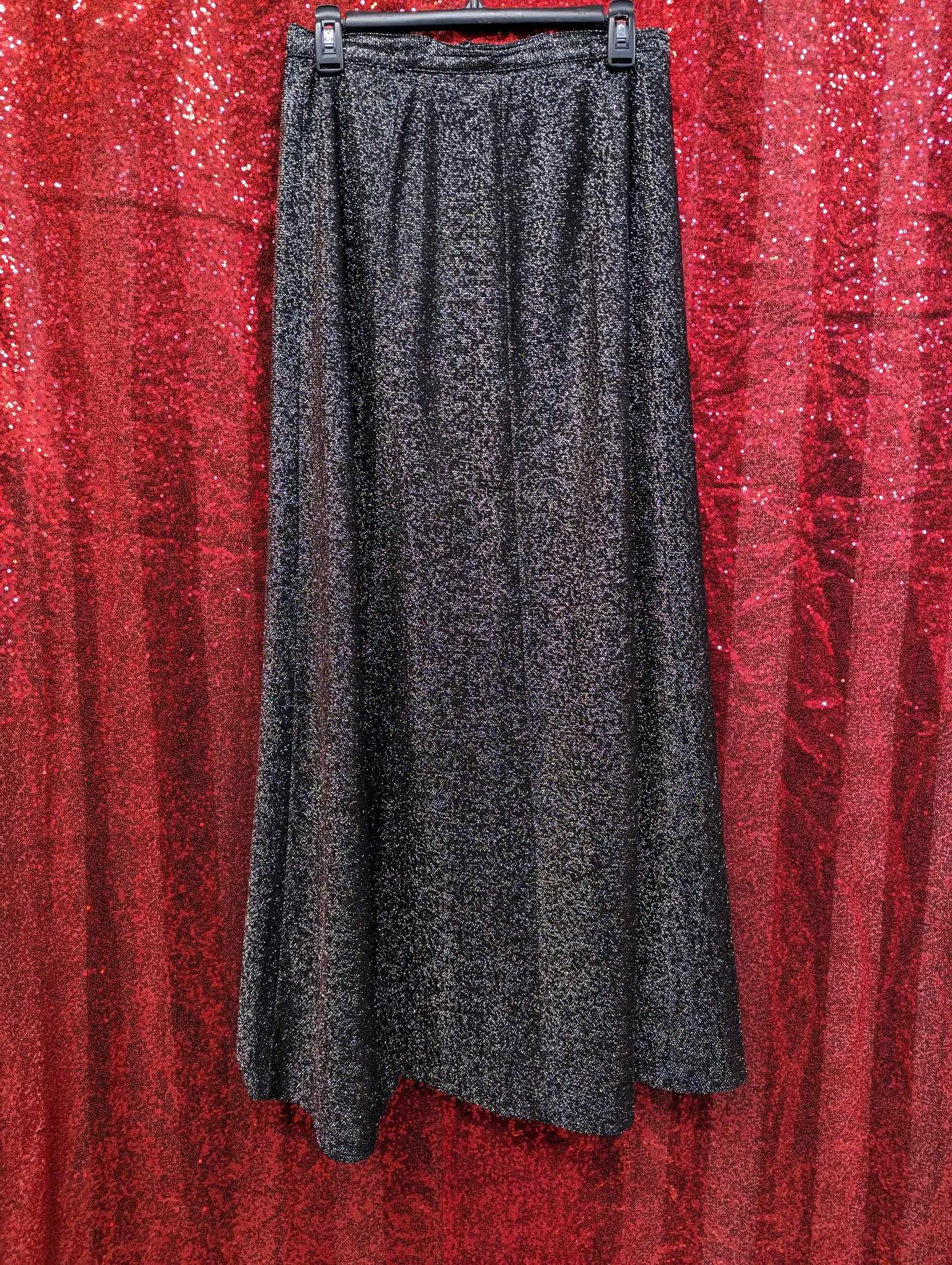 Vintage 70s Black & Silver Maxi Skirt