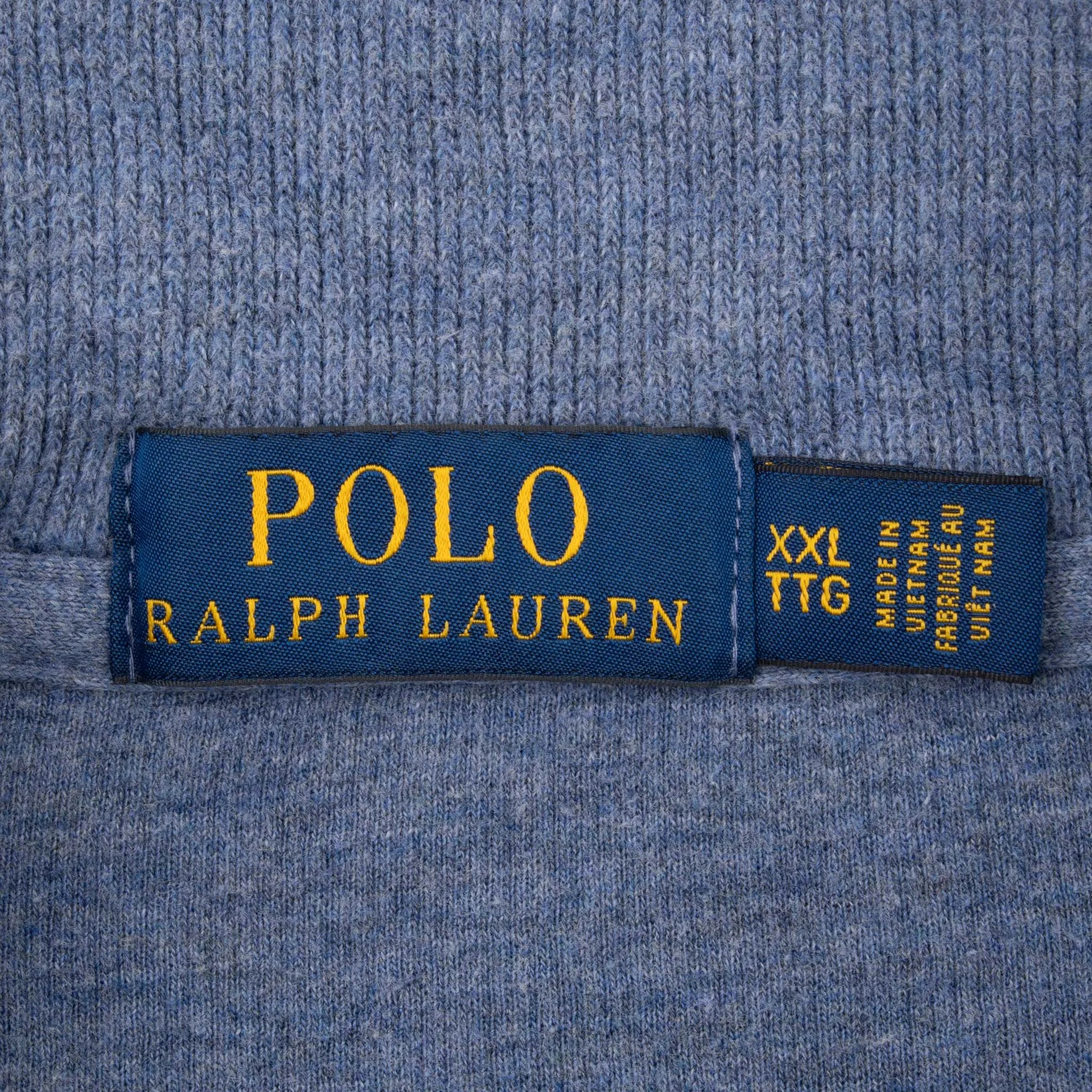 VINTAGE POLO RALPH LAUREN BLUE QUARTER 1/4 ZIP SWEATER SIZE 2XL