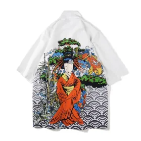 White Geisha Haori Kimono Jacket