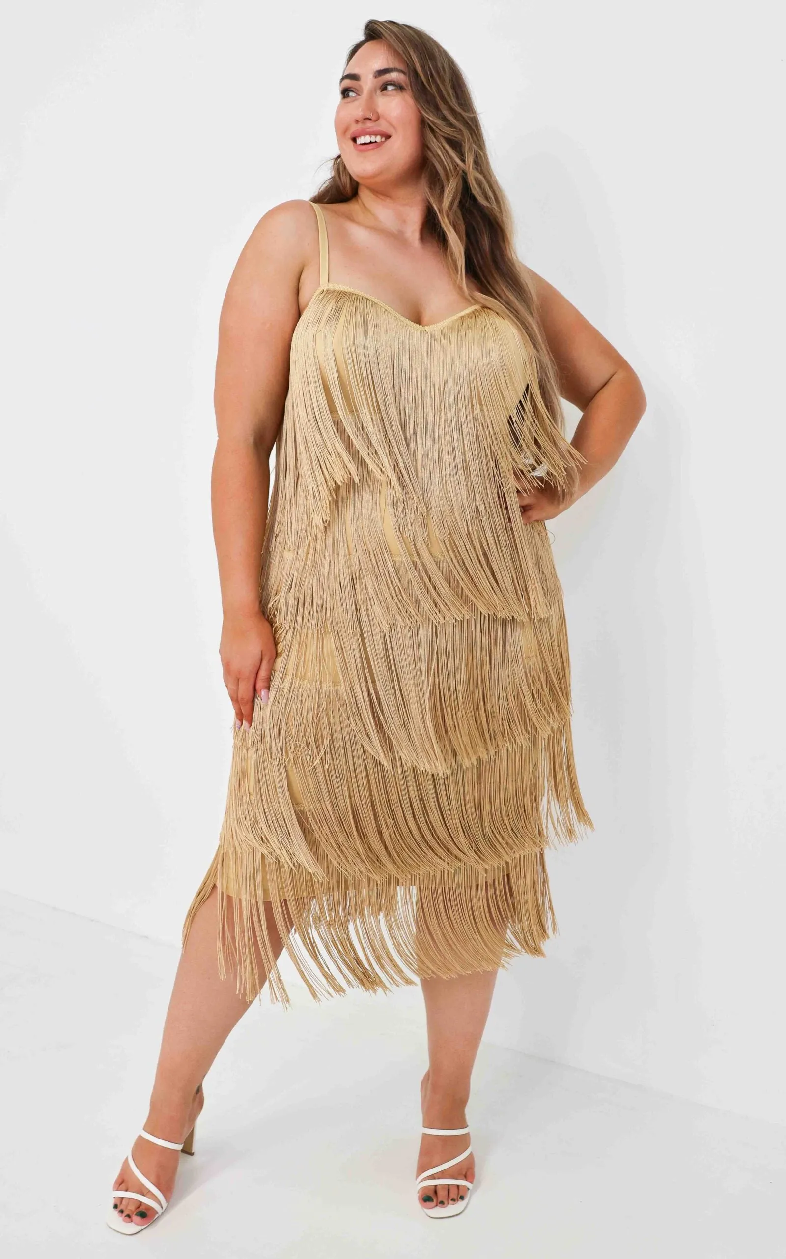 You Found Me Fringe Tassel Maxi Dress - Gold